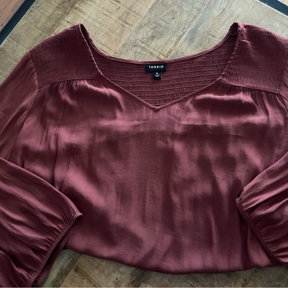 NWOT Torrid burnt orange polyester blouse size 5 (28) - Picture 8 of 11